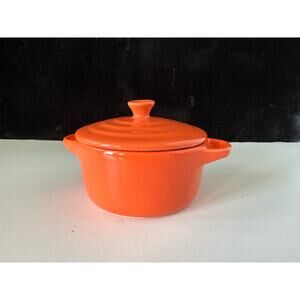 Ceramic baking bowl, soup bowl, dessert dish with lid, orange mini dutch oven